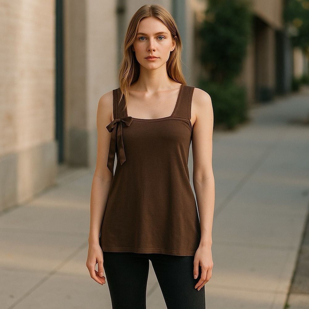 Arden B Square Neck Tank Brown Purple Top Sz S